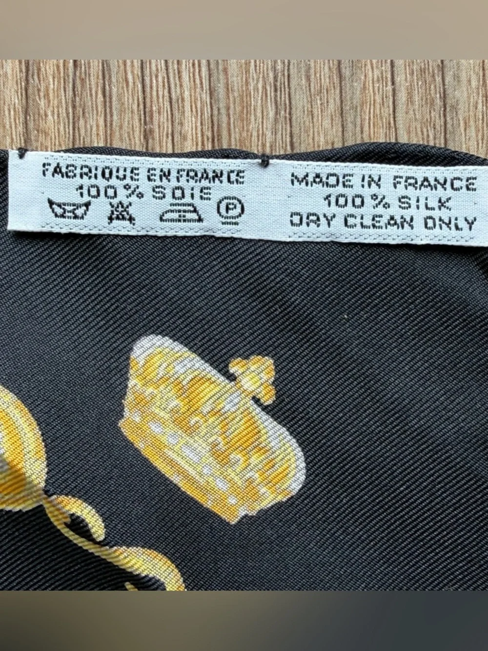 Hermès Les Tambours Silk Pocket Square Scarf Black Gold 16.5” - Picture 4 of 4